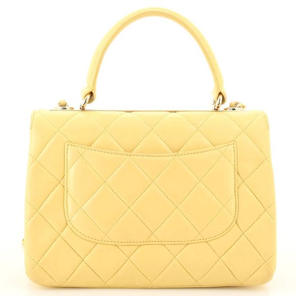 Chanel Trendy CC Top Handle Bag Quilted Lambskin Small Yellow - Picture 3 of 8